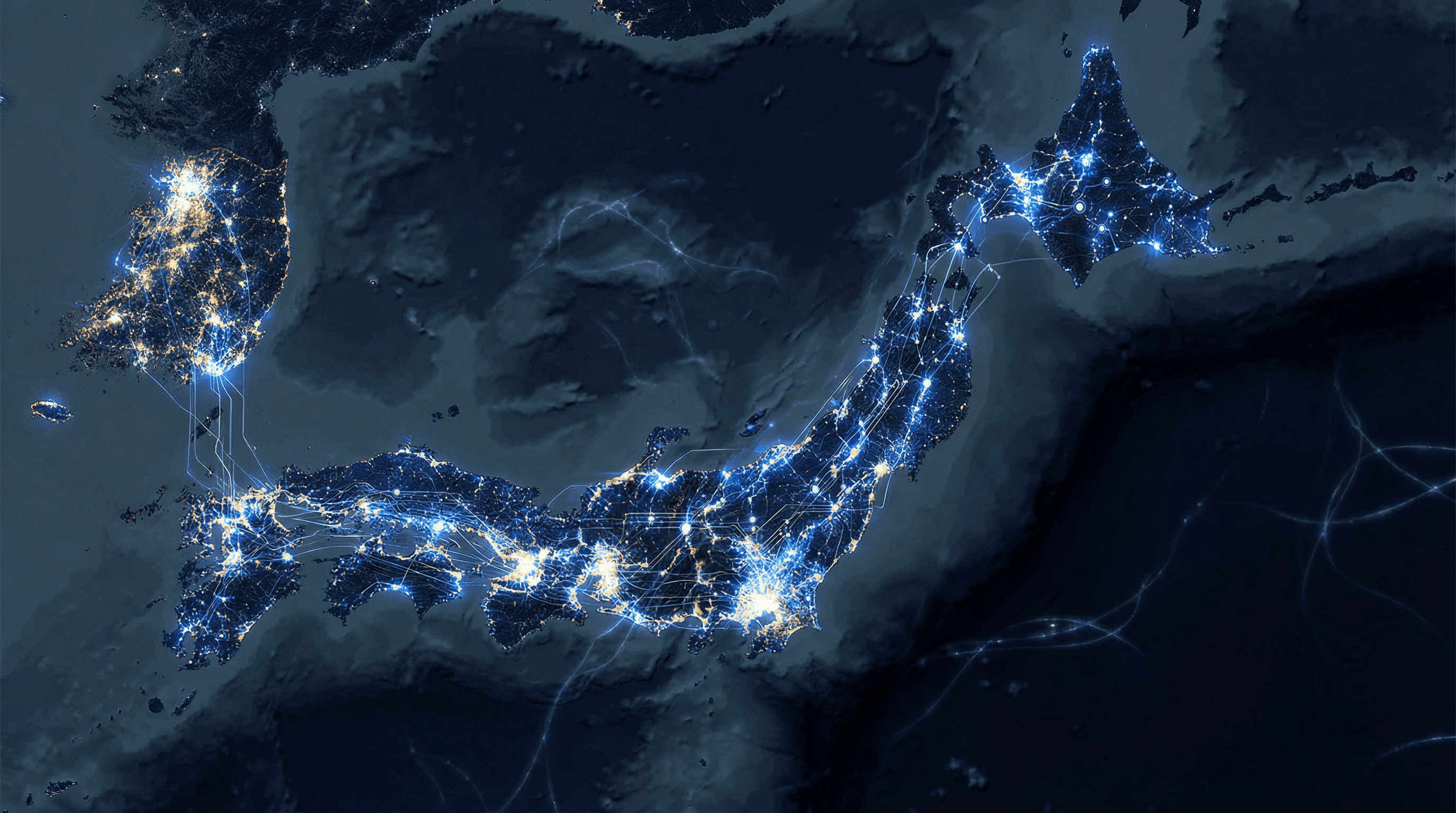 日本全国のネットワークを象徴する地図のグラフィック