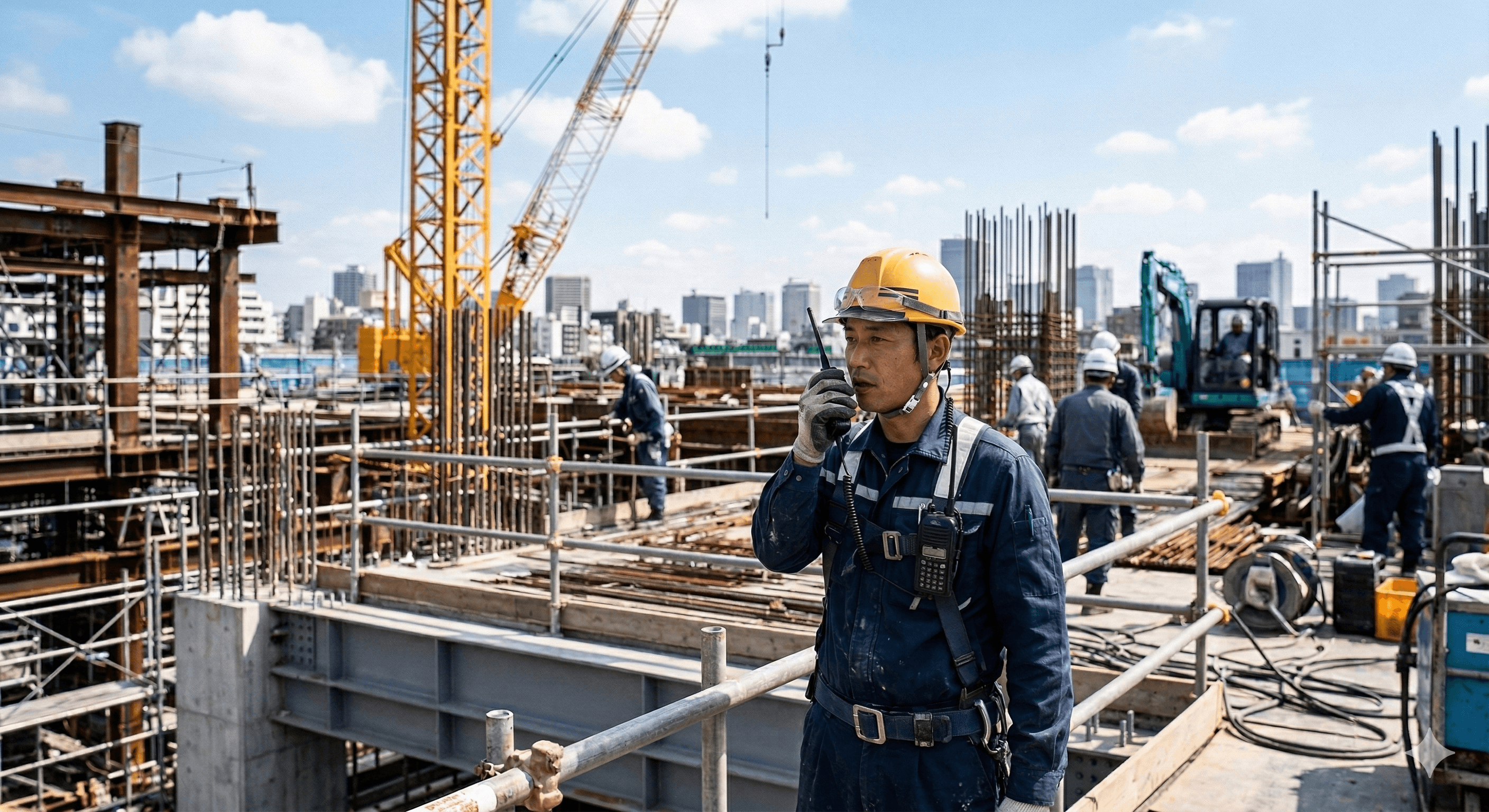現場作業員の無線通信シーン